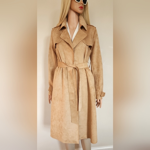FOREVER 21 TRENCH COAT SUEDE MEDIUM - Picture 4 of 13